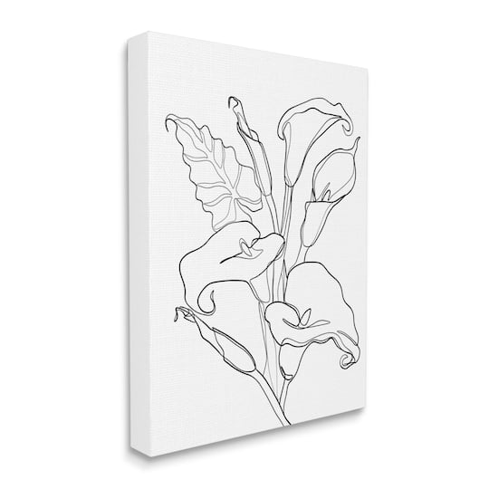 Stupell Industries Calla Lily Floral Stem Modern Minimal Line Drawing Canvas Wall Art